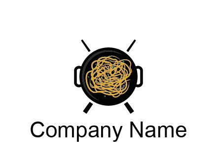 Chow Mein in wok with chopsticks restaurant logo 
