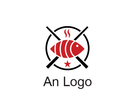 sushi on plate with chopsticks restaurant logo