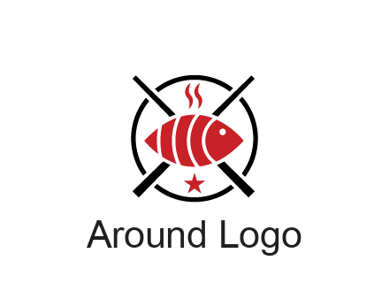 sushi on plate with chopsticks restaurant logo
