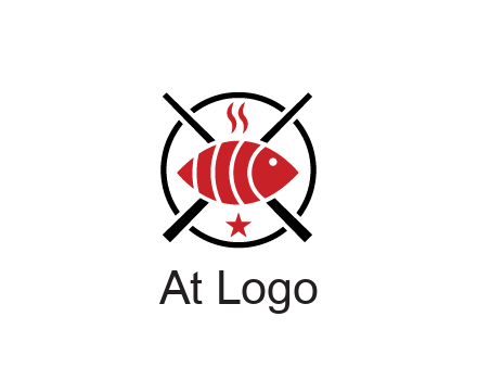 sushi on plate with chopsticks restaurant logo