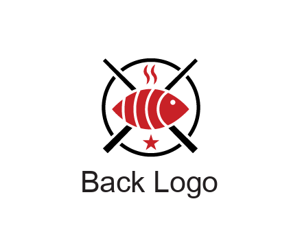 sushi on plate with chopsticks restaurant logo