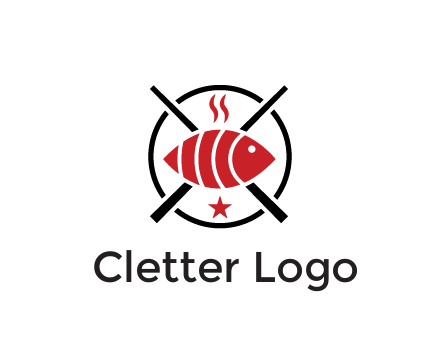 sushi on plate with chopsticks restaurant logo