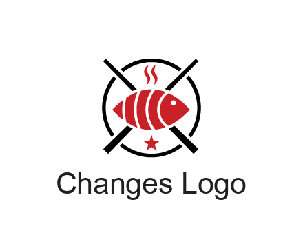 sushi on plate with chopsticks restaurant logo