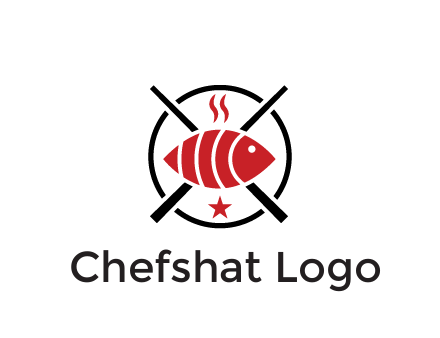 sushi on plate with chopsticks restaurant logo