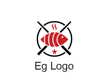 sushi on plate with chopsticks restaurant logo