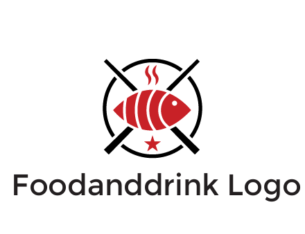 sushi on plate with chopsticks restaurant logo