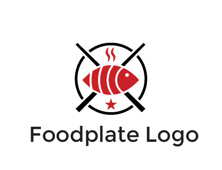 sushi on plate with chopsticks restaurant logo
