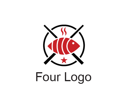 sushi on plate with chopsticks restaurant logo