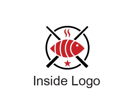 sushi on plate with chopsticks restaurant logo