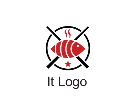 sushi on plate with chopsticks restaurant logo