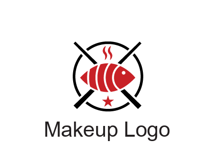 sushi on plate with chopsticks restaurant logo