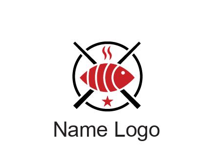 sushi on plate with chopsticks restaurant logo
