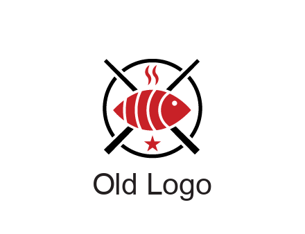 sushi on plate with chopsticks restaurant logo