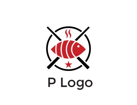 sushi on plate with chopsticks restaurant logo