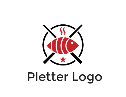sushi on plate with chopsticks restaurant logo