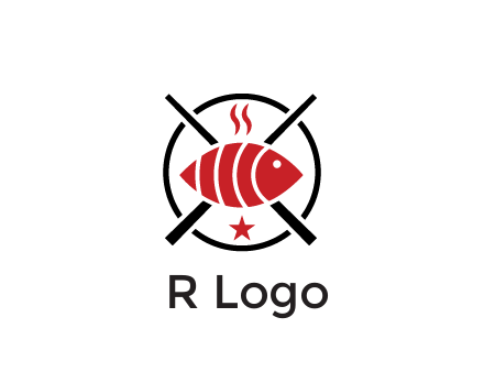 sushi on plate with chopsticks restaurant logo
