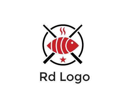sushi on plate with chopsticks restaurant logo
