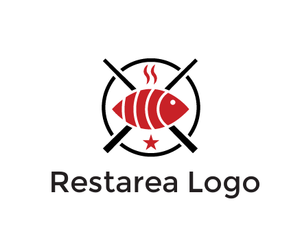 sushi on plate with chopsticks restaurant logo