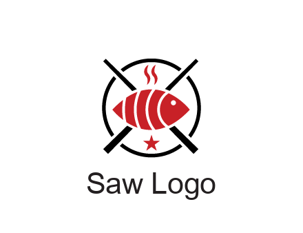 sushi on plate with chopsticks restaurant logo
