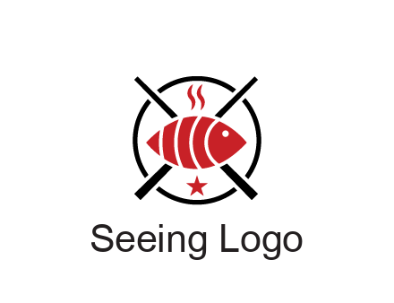 sushi on plate with chopsticks restaurant logo