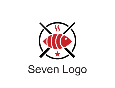 sushi on plate with chopsticks restaurant logo