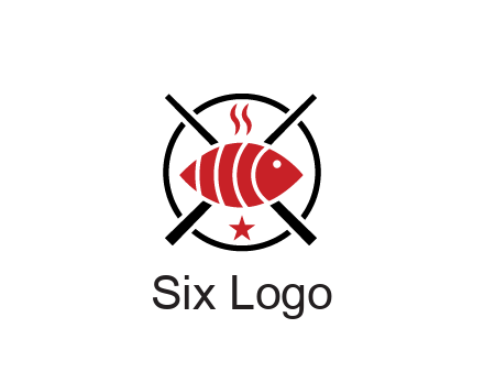 sushi on plate with chopsticks restaurant logo