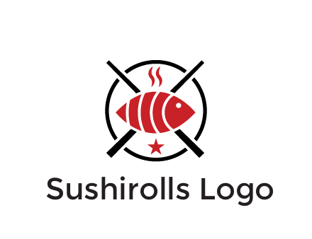 sushi on plate with chopsticks restaurant logo