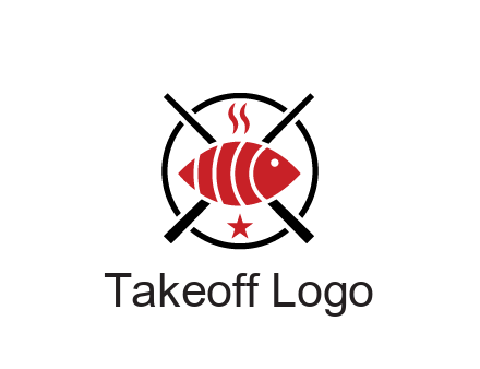 sushi on plate with chopsticks restaurant logo