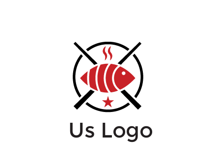 sushi on plate with chopsticks restaurant logo