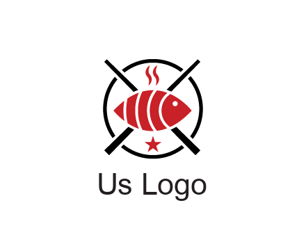 sushi on plate with chopsticks restaurant logo