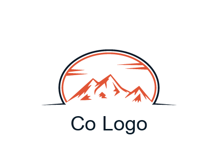 abstract mountain in oval shape