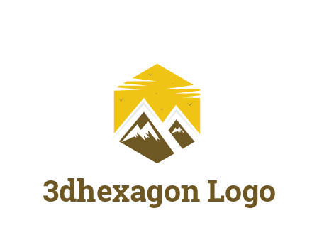 mountains in hexagon travel logo