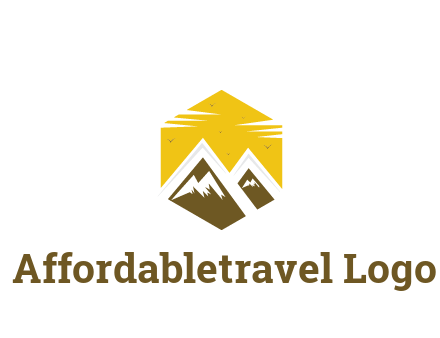 mountains in hexagon travel logo