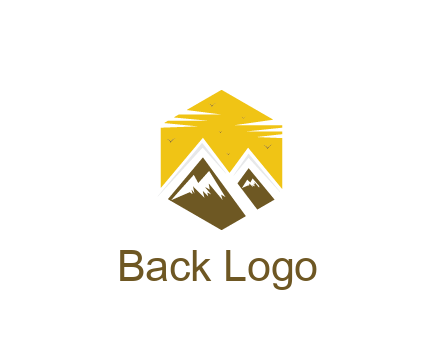 mountains in hexagon travel logo