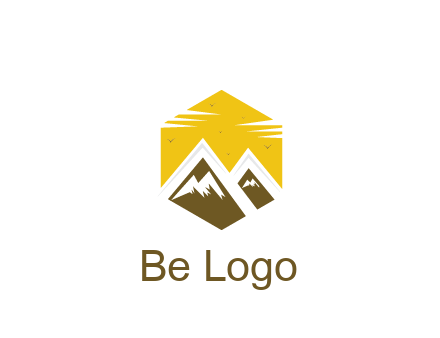 mountains in hexagon travel logo