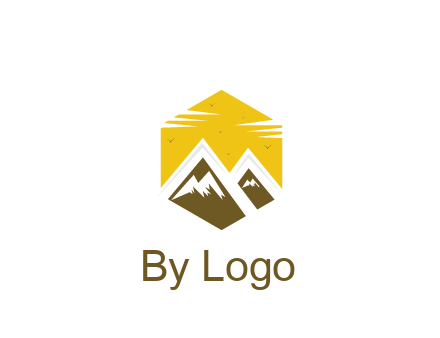 mountains in hexagon travel logo