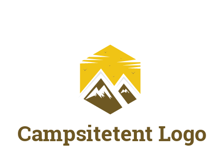 mountains in hexagon travel logo