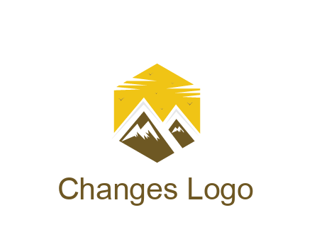 mountains in hexagon travel logo