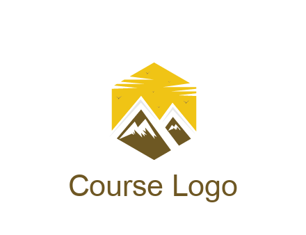 mountains in hexagon travel logo
