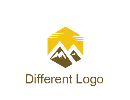 mountains in hexagon travel logo