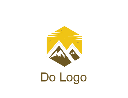 mountains in hexagon travel logo