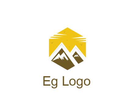 mountains in hexagon travel logo