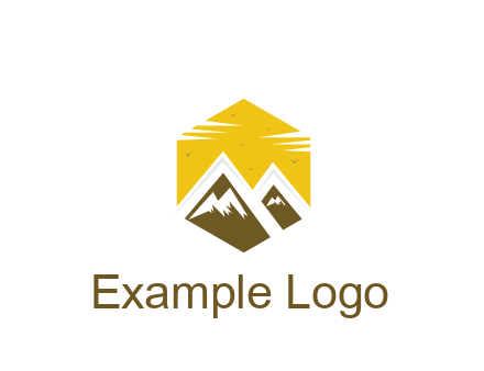 mountains in hexagon travel logo