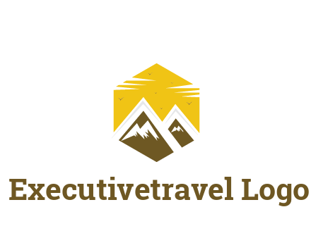 mountains in hexagon travel logo