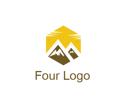 mountains in hexagon travel logo