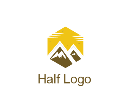 mountains in hexagon travel logo