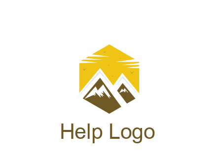 mountains in hexagon travel logo
