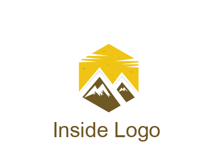 mountains in hexagon travel logo