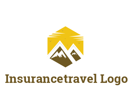 mountains in hexagon travel logo