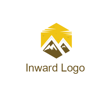 mountains in hexagon travel logo
